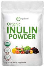 Load image into Gallery viewer, Organic Inulin FOS Powder (Jerusalem Artichoke), 2.2 Pounds (35 Ounce), Quick Water Soluble, Prebiotic Intestinal Support for Colon and Gut Health, Natural Fibers for Smoothie & Drinks, Vegan Friendly
