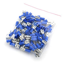 Load image into Gallery viewer, Baomain Female Quick disconnects Vinyl Insulated Spade Wire Connector Electrical Crimp Terminal 16-14 AWG 6.3mm Blue Pack of 100