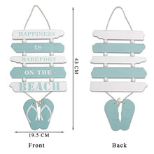 Load image into Gallery viewer, Wooden Wall Decorative Sign Wood Plaque Sign Wooden Beach Plaque Door Wall Plaque Decor Hanging Wall Sign Hanging Wood Wall Decoration-HAPPINESS IS BAREFOOT ON THE BEACH 17" x 8" (Light Blue)