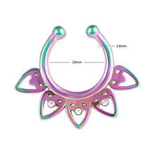 Load image into Gallery viewer, 16pcs Fake Nose Rings Hoop Stainless Steel Faux Fake Lip Ear Nose Septum Ring Non-Pierced Clip On Nose Hoop Rings