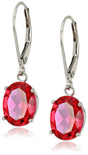 Load image into Gallery viewer, Amazon Collection 14K Gold Oval Gemstone Dangle Leverback Earrings