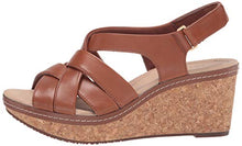 Load image into Gallery viewer, Clarks Women's Annadel Rayna Wedge Sandal, Dark Tan Leather, 10
