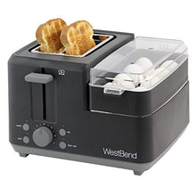 Load image into Gallery viewer, West Bend 78500 2-Slice Breakfast Station Wide Slot Toaster with Removable Crumb Includes Meat and Vegetable Warming Tray with Egg Cooker and Poacher Certified, Black