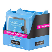 Load image into Gallery viewer, Neutrogena Makeup Remover Cleansing Face Wipes, Daily Cleansing Facial Towelettes to Remove Waterproof Makeup and Mascara, Alcohol-Free, Value Twin Pack, 25 count, 2 Pack