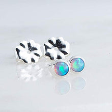 Load image into Gallery viewer, Light Blue Opal Cabochon in Sterling Silver Stud Earrings for Women Fashion Jewelry Earings
