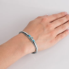 Load image into Gallery viewer, Carolyn Pollack Sterling Silver Sleeping Beauty Turquoise and Opal Triplet Cuff Bracelet Size Small