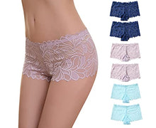 Load image into Gallery viewer, Solavia 6 Pack of Women's Lace Panties, Soft Stretch Cute Boyshort Panties, Sexy Cheeky Underwear