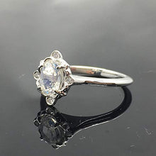 Load image into Gallery viewer, Moonstone Engagement Ring - .925 Sterling Silver Victorian Moonstone Engagement Ring - Vintage Inspired Moonstone Ring - Rainbow Moonstone Ring