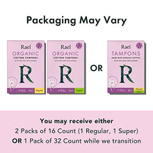 Load image into Gallery viewer, Rael Period Bundle - BPA-Free Plastic Applicator Tampon (Regular & Super, 32 Count) & Organic Cotton Cover Regular Liners (40 Count)
