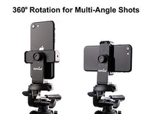 Load image into Gallery viewer, DaVoice Phone Tripod Adapter Mount with Remote, 360 Rotating Holder, Compatible with iPhone Smartphone Camera Stand, Universal Cell Phone Attachment Clip Clamp