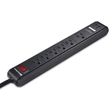 Load image into Gallery viewer, Cable Matters 2-Pack 6 Outlet Surge Protector Power Strip with USB Charging Ports, 300 Joules with 8 Foot Power Cord in Black