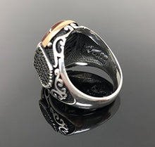 Load image into Gallery viewer, KAR New 925K Sterling Silver Red Agate (Aqeeq) Stone Men's Ring w/Zircon Stone K61U (8.75)