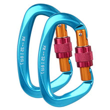 Load image into Gallery viewer, Azarxis 25KN Aluminum D-Ring Locking Climbing Carabiner Clip Rated 5511 LBS, Heavy Duty Large & Durable Strong Rock Hook Carabiner Set Screw Gate Buckle for Outdoor Hammock Rocking Camping