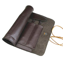 Load image into Gallery viewer, Cabilock Durable 2 Pcs Seal Cutting Tools Knives Roll Up Bag Carving Pocket Knives Leather Bag Multi-Pockets Storage Organizer (Brown)
