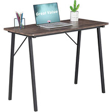 Load image into Gallery viewer, Office Computer Desk Modern Study Writing Table Small Kids Desk Home Wood Work Desk with Metal Legs Industrial Tiny Desk for Bedroom, 39.4 x 18.9 x 29.1 inch Walnut Brown