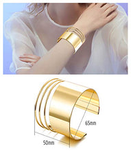 Load image into Gallery viewer, CASSIECA 4 Pcs Cuff Bangle Bracelet Set for Women Smooth Open Wide Wire Grooved Bracelets Adjustable Gold Sliver-Tone Plated Fashion Jewelry