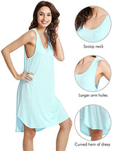Load image into Gallery viewer, WiWi Womens Bamboo Pajamas Scoop Neck Nightgowns Sleeveless Lightweight Tank Loungewear Plus Size Sleep Shirts S-4X, Aqua, 4X