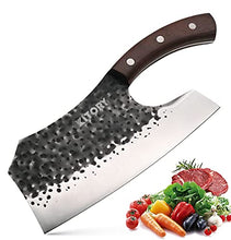 Load image into Gallery viewer, Kitory Forged Vegetable Cleaver Effort Saving Kitchen Hybrid Knife Chinese Chef's Knives Handmade Full Tang Chef Cutlery High Carbon Blade Brown Sandalwood Ergonomic Handle Good for Home & Restaurant