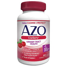 Load image into Gallery viewer, AZO Cranberry Urinary Tract Health Dietary Supplement, 1 Serving = 1 Glass of Cranberry Juice, Sugar Free, 100 Count