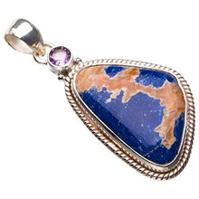 Load image into Gallery viewer, StarGems Natural Navy Sodalite And Amethyst Handmade 925 Sterling Silver Pendant 2" D5914