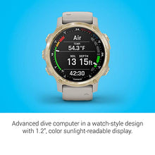 Load image into Gallery viewer, Garmin Descent Mk2S, Smaller-Sized Watch-Style Dive Computer, Multisport Training/Smart Features, Light Gold with Light Sand Silicone Band, (010-02403-00)