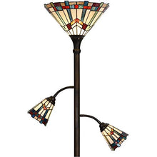 Load image into Gallery viewer, Bieye L10812 Mission Tiffany Style Stained Glass Floor Lamp for Reading Working Decorating, 3-Lights, 70 inches Tall