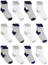 Load image into Gallery viewer, Simple Joys by Carter's Toddler Boys' Socks, Pack of 12, Grey/White, 2-3T