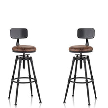 Load image into Gallery viewer, MSMV 27-35 Inch (Set of 2) Vintage Industrial Bar Stool-Farmhouse Swivel Bar Stool-Swivel Kitchen Island Dining Chair-Kitchen Counter Height Adjustable Pipe Stool-Cast Steel Stool