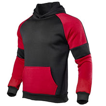 Load image into Gallery viewer, Baniupa Men Sweatshirt Plus Size Thick Casual Hooded Long-Sleeved Shirt Sports Fitness Loose Top Hoodid(Black red,XXL)