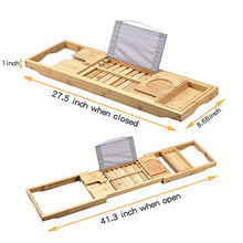 Load image into Gallery viewer, Luxury Bathtub Caddy Tray,Bamboo Bathtub Tray Caddy - Wood Bath Tray Expandable,Can be Placed Book and Integrated Tablet Smartphone and Wine Holder - Gift Idea for Loved Ones