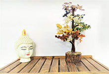 Load image into Gallery viewer, Crocon Seven Chakra Natural Healing Gemstone Crystal Bonsai Fortune Money Tree for Good Luck, Wealth & Prosperity-Home Office Decor Spiritual Gift (with Golden Wire and 300 Beads) Size 10-12 Inches