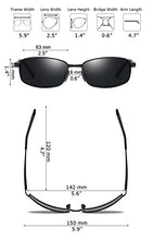 Load image into Gallery viewer, Men's Polarized Sunglasses Rectangular Metal Frame Classic Style Large Size by ZHILE (Black, Grey)