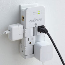 Load image into Gallery viewer, ECHOGEAR On-Wall Surge Protector with 6 Pivoting AC Outlets & 1080 Joules of Surge Protection - Low Profile Design Installs Over Existing Outlets to Protect Your Gear (White)