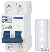 Load image into Gallery viewer, DC Miniature Circuit Breaker, 2 Pole 1000V 63 Amp Isolator for Solar PV System, Thermal Magnetic Trip, DIN Rail Mount, Chtaixi DC Disconnect Switch C63