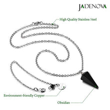 Load image into Gallery viewer, JADENOVA Pendulum Crystal Natural Obsidian Reiki Energy Healing Pendant Necklace for Women Divination Dowsing (Crystal with 2 Chains)