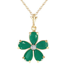 Load image into Gallery viewer, Galaxy Gold 14k 20" Solid Yellow Gold Necklace with Natural Emeralds and Diamond Flower Pendant