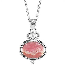 Load image into Gallery viewer, Sivalya RAVI Pink Rhodochrosite and White Pearl Pendant Necklace in 925 Sterling Silver - Luxurious Gift Packaging Included