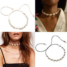 Load image into Gallery viewer, Qceasiy Women Shell Choker Necklace Summer Beach Natural White Shell Necklace(Black Rope)