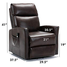 Load image into Gallery viewer, Lift Recliner Chair, Bonzy Home Overstuffed Lift Chairs for Elderly with Remote, 3 Position & Side Pocket, Power Reclining Chair for Living Room Home Theater Seating, Faux Leather, Brown