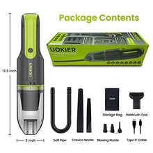 Load image into Gallery viewer, Handheld Vacuum Cleaner Cordless, UOKIER Hand Vacuum&Air Blower 2-in-1, Mini Portable Hand Held Vac with 6500PA Strong Suction Rechargeable Li-ion Battery for Pet Hair, Home and Car, 2 Speeds
