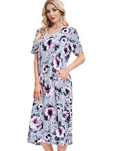 Load image into Gallery viewer, MZROCR Nightgowns For Women Long Soft Night gown Sleepshirts Comfy V Neck Night Dress with Pockets Women Pajamas Sleepwear