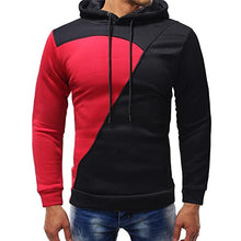 Load image into Gallery viewer, Baniupa Men Color Block Contrasting Casual Color Blocking Hooded Pullover Long Sleeve Sports Sweatshirt Fashion Hoodie(Red,M)