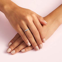 Load image into Gallery viewer, Pandora Jewelry Clear Three-Stone Cubic Zirconia Ring in Sterling Silver, Size 8.5