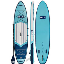 Load image into Gallery viewer, ISLE Explorer Inflatable Stand Up Paddle Board & iSUP Bundle Accessory Pack — Durable, Lightweight with Stable Wide Stance — 300 Pound Capacity, 11'6" Long, 6" Thick (Blue)