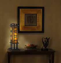 Load image into Gallery viewer, Prairie Mission Antique Accent Table Lamp Bronze Iron Column Amber Stained Glass for Living Room Family Bedroom Office - Robert Louis Tiffany