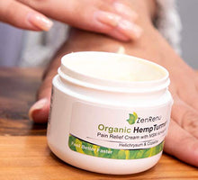 Load image into Gallery viewer, Organic Hemp Pain Relief Cream Large (4 oz) Value Size by ZenRenu - MSM Turmeric Arnica - Made in USA Premium Hemp Extract & Hemp Oil for Pain Relief