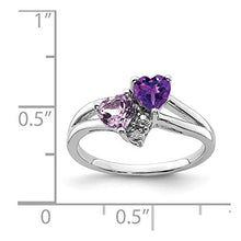 Load image into Gallery viewer, 925 Sterling Silver Purple Amethyst Pink Quartz Diamond Band Ring Size 8.00 Love Gemstone Fine Jewelry For Women Gifts For Her