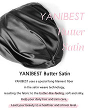 Load image into Gallery viewer, YANIBEST Silk Satin Bonnet Hair Cover Sleep Cap - Pure Black Adjustable Stay on Silk Lined Slouchy Beanie Hat for Night Sleeping