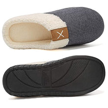 Load image into Gallery viewer, MarsRoad Mens House Slippers with Memory Foam Middle Sole Comfort Fuzzy Plush Lining and Breathable Knit Upper Indoor Slip on House Shoes