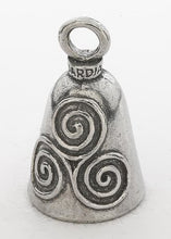 Load image into Gallery viewer, TRISKELE (TRIBAL SPIRAL) GUARDIAN BIKER BELL WITH HANGER